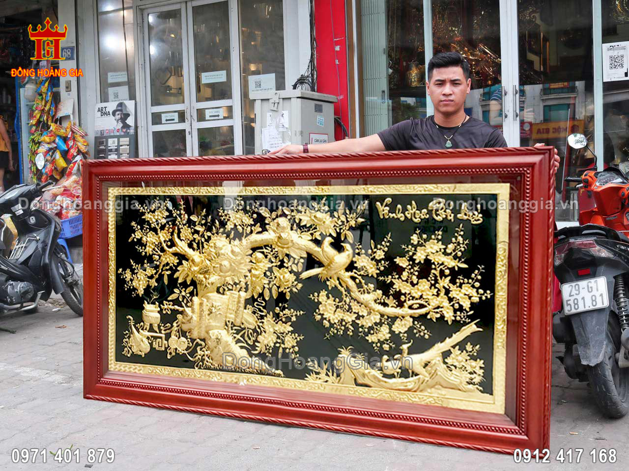 Đồng Hoàng Gia nhận chế tác tranh vinh hoa phú quý mạ vàng 24K theo yêu cầu